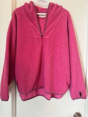 Hudson Jeans Bright Pink Sherpa Zip Pullover